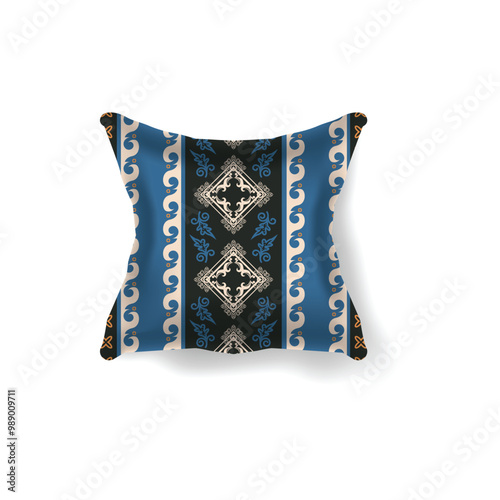 3d mockup pillow with traditional batik pattern isolated