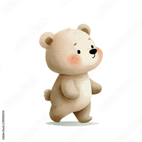 bear. cartoon cute watercolor bear in pastel colors