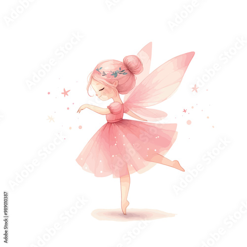 cute fairy. watercolor illustration of cute fairy tale fairy