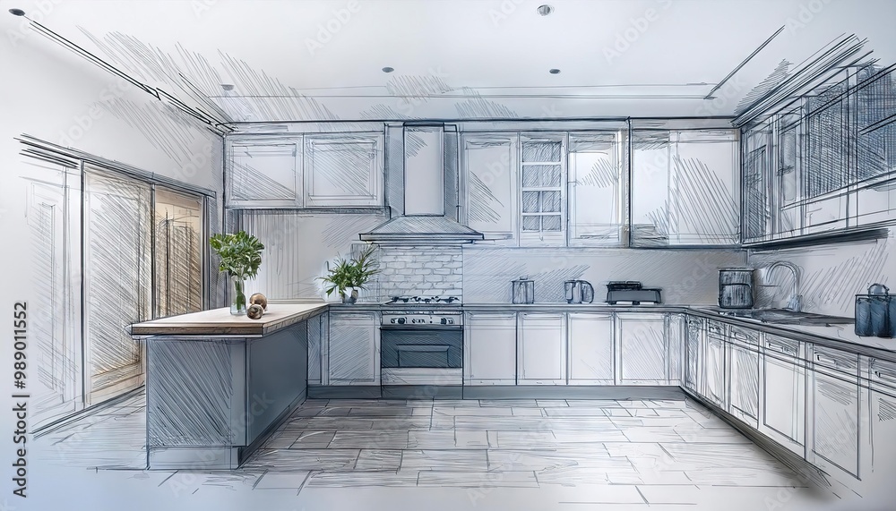 Interior kitchen sketch Interior kitchen sketch