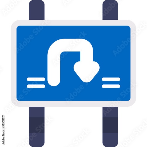 U Turn Sign Board Icon