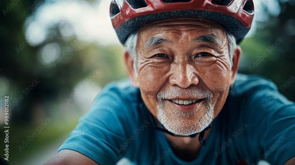 happy senior cyclist smiling outdoors happy senior cyclist smiling outdoors