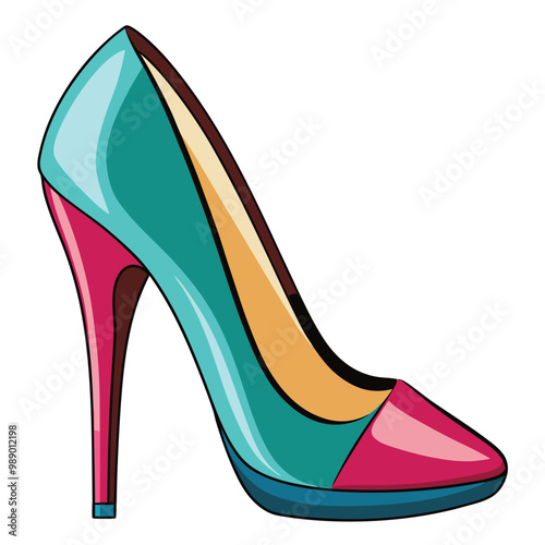 colorful fashion High-heel vector silhouette 