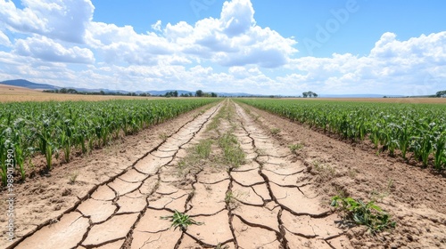 Vast Arid Cracked Soil Field Depicting Environmental Devastation and Climate Change Effects