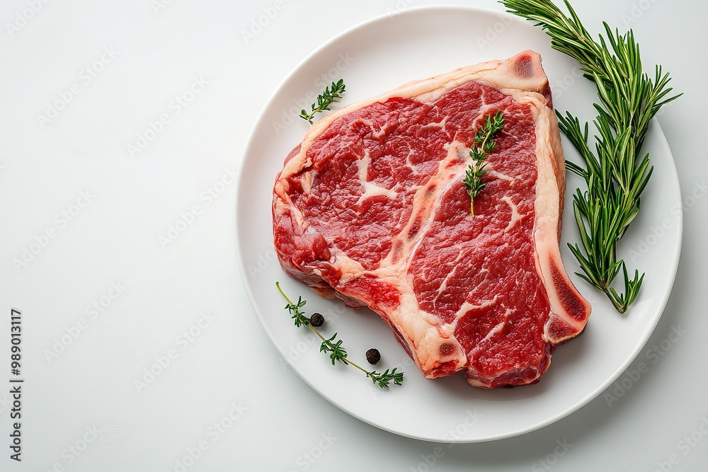 The assembly of the pork steak collection on a white backdrop. Generative Ai The assembly of the pork steak collection on a white backdrop. Generative Ai