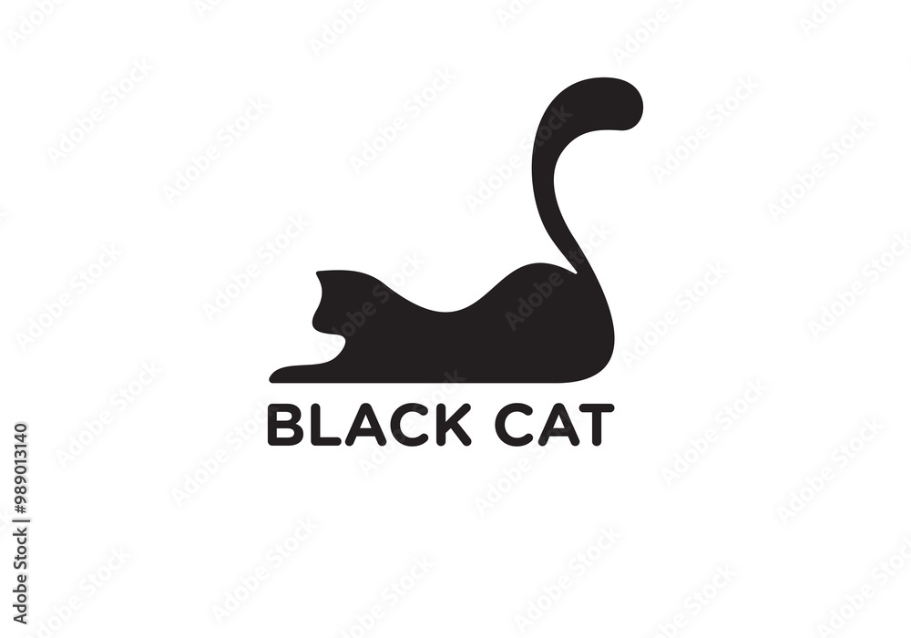 Fototapeta premium cat silhouette logo design. pet health care symbol vector template
