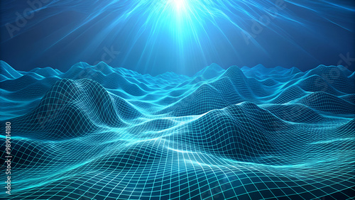 underwater abstract vector wireframe landscape