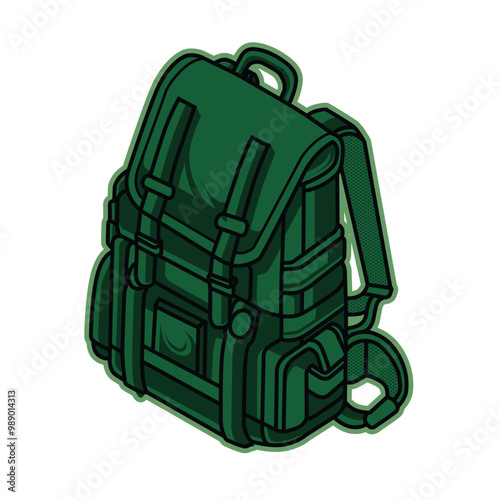 Vector illustration of adventurer bag, mountain bag, expedition bag - Back to nature