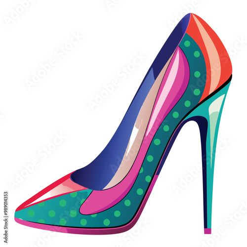 colorful fashion High-heel vector silhouette 