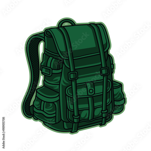 Vector illustration of adventurer bag, mountain bag, expedition bag - Back to nature