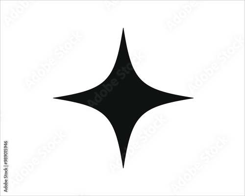 Shine or sparkle vector. Sparkling star in black color on white background. Sparkle star icons. Shine icon. Star sparkle doodles vector.