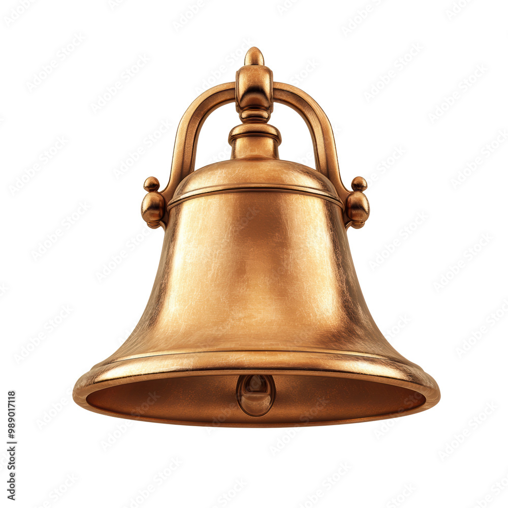 Bronze bell with ornate design, white isolate background. transparent background Bronze bell with ornate design, white isolate background. transparent background