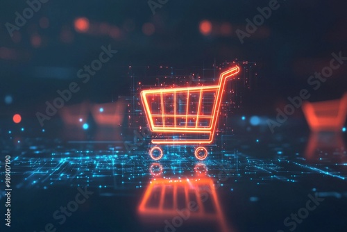 A shopping cart icon on a clean digital background, the concept of online shopping 