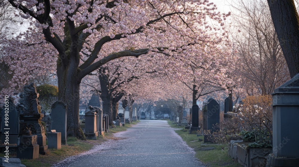 Cherry Blossom Trees, Bispebjerg Cemetery, Copenhagen, Denmark Cherry Blossom Trees, Bispebjerg Cemetery, Copenhagen, Denmark