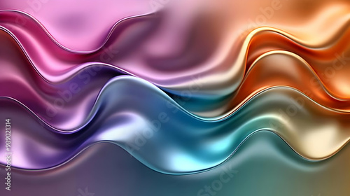 Abstract Waves of Color in Motion - 3D Rendered