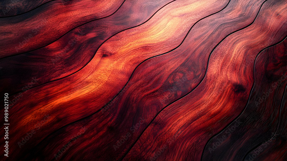 Fototapeta premium Red Wooden Background with Wavy Texture