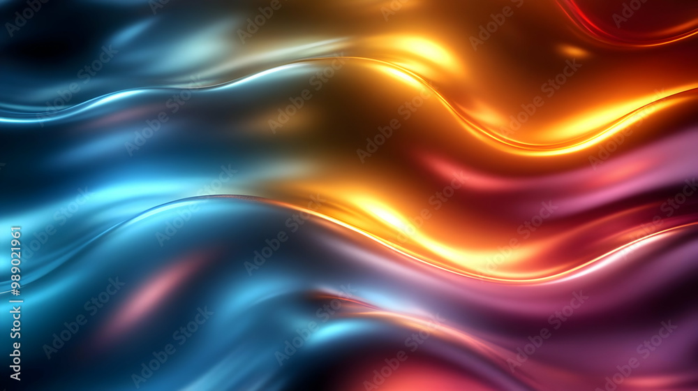 Abstract Waves of Light: Blue, Orange, and Purple Shimmering Abstract Waves of Light: Blue, Orange, and Purple Shimmering