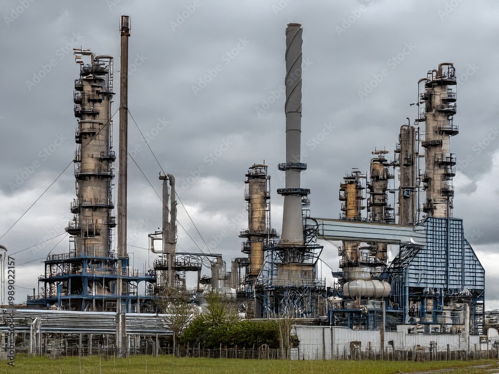 Obraz premium oil refinery plant in the morning
