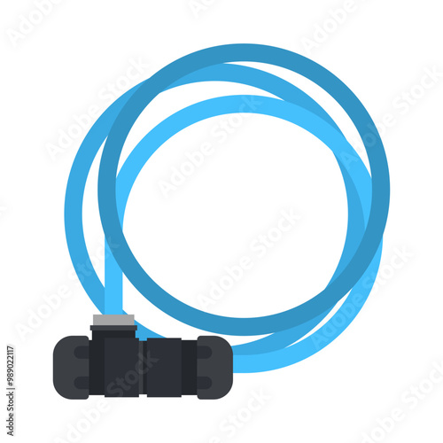Cable bike lock with key vector cartoon illustration isolated on a white background.