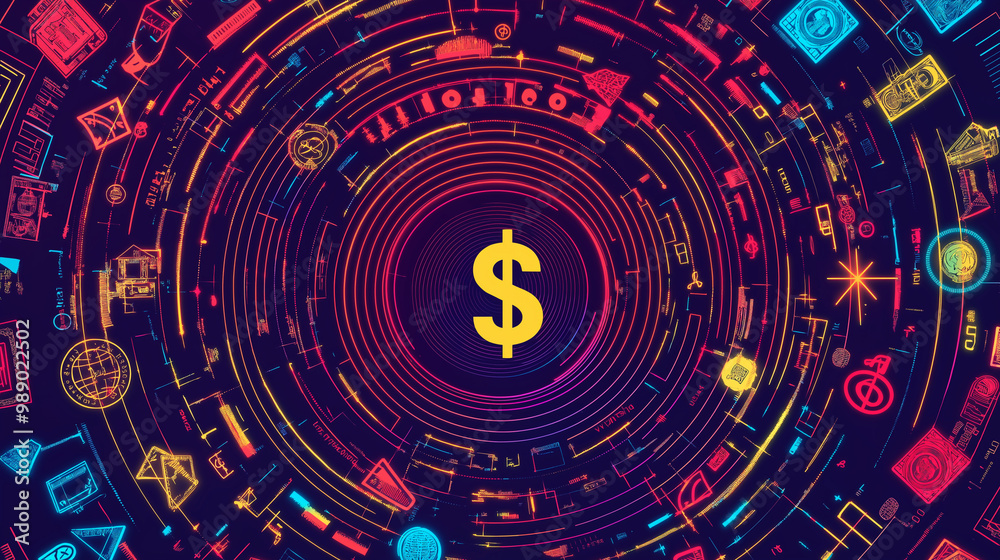 Vibrant Circular Arrangement of Global Currency Icons Vibrant Circular Arrangement of Global Currency Icons