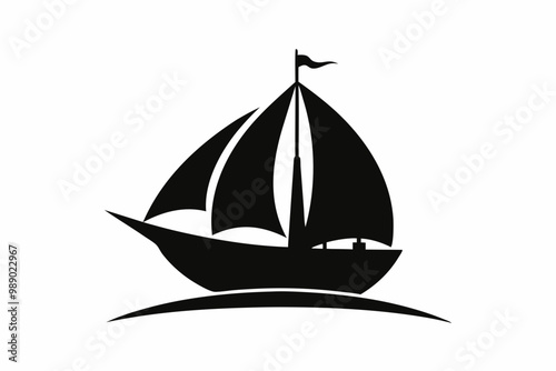 A Boat Logo vector art illustration with a simple Historic Sailing Boat icon logo silhouette black vector art photo