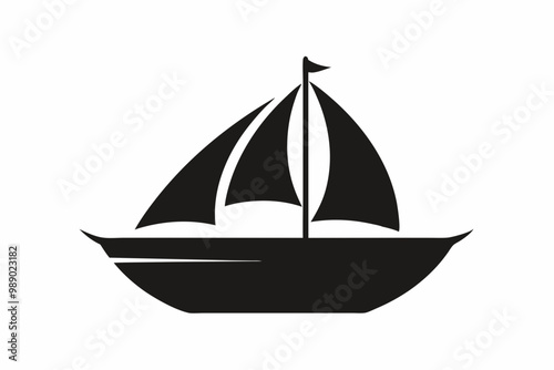 A  Boat Logo vector art illustration with a simple Historic Sailing Boat icon logo silhouette black vector art photo