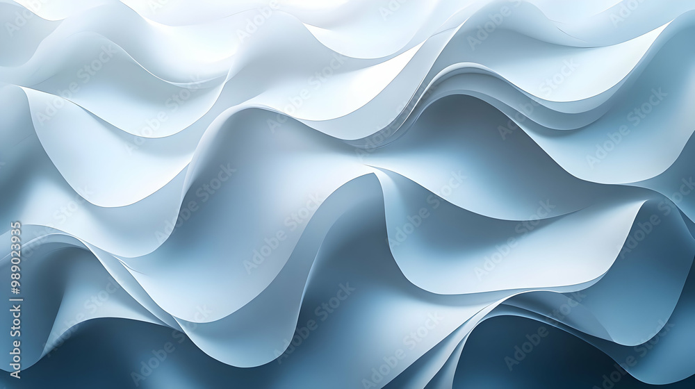 Abstract Blue Paper Waves with Light and Shadow Abstract Blue Paper Waves with Light and Shadow