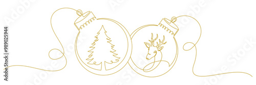 merry christmas decoration line art