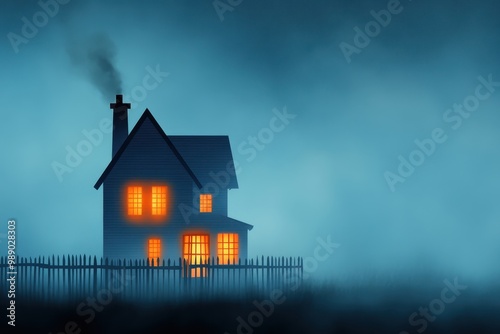 Cartoon Haunted House with Spooky Atmosphere