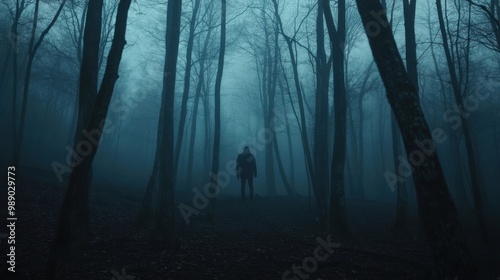 Eerie Silhouette in a Foggy Forest: A Journey into the Unknown