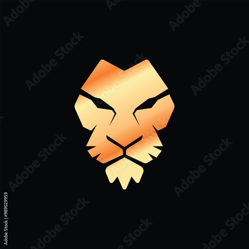 simple lion logo design in gold color
