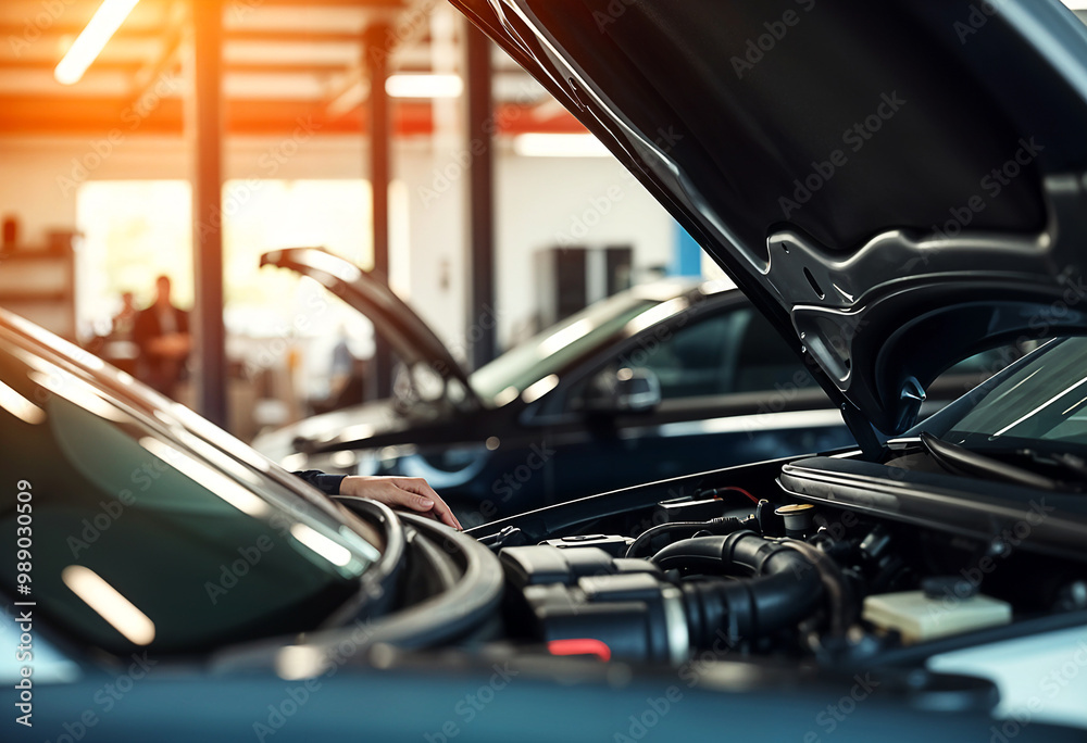A mechanic repairs a car engine with a wrench in a car repair shop Concept car repair, Mechanical work, Car servicing A mechanic repairs a car engine with a wrench in a car repair shop Concept car repair, Mechanical work, Car servicing