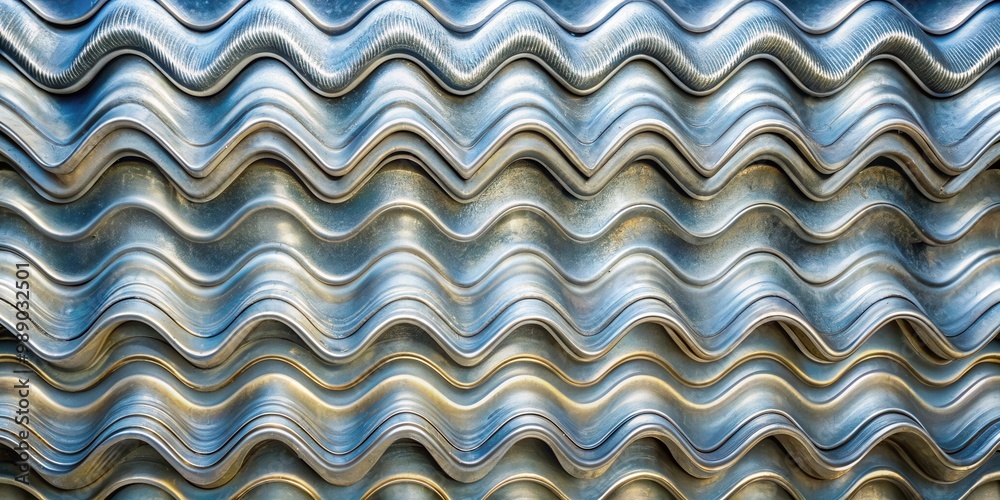 Close-up of zinc texture wave plate metal surface with unique patterns and reflections Close-up of zinc texture wave plate metal surface with unique patterns and reflections