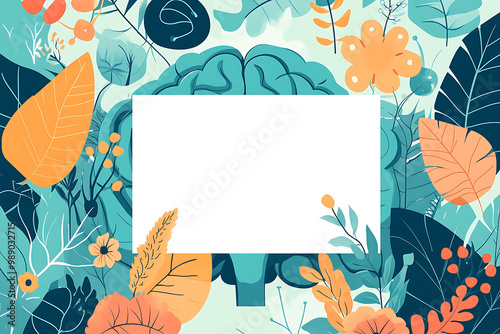 Healthcare card dedicated to the future of mental health support featuring a clean design with a large blank space on the lower left accented by abstract patterns symbolizing AIdriven therapy sessions photo