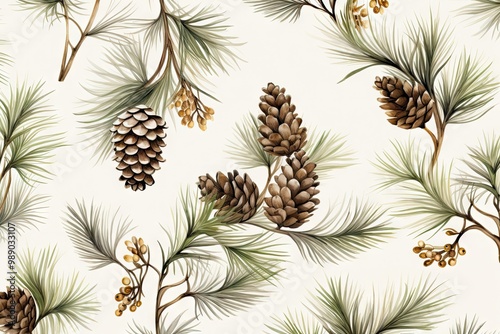 Pine pattern drawing branch. photo