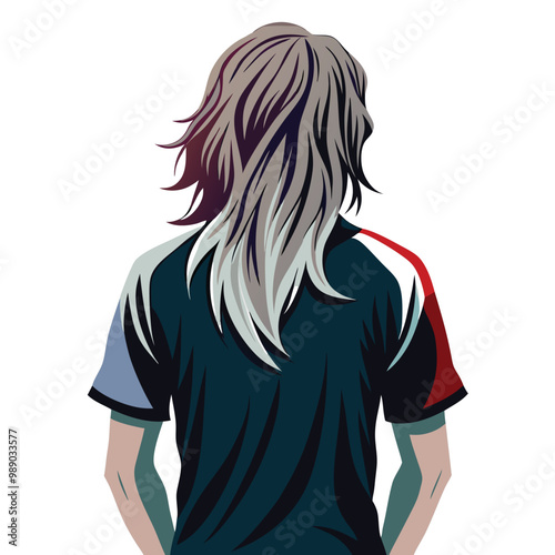 Loose long hair back view vector illustration