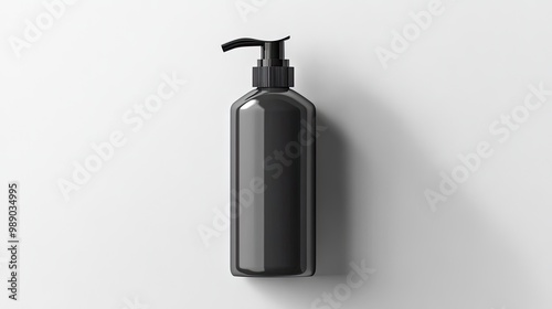 A solid grey plastic cosmetic bottle with a pump, isolated on a white background, perfect for packaging design presentations.