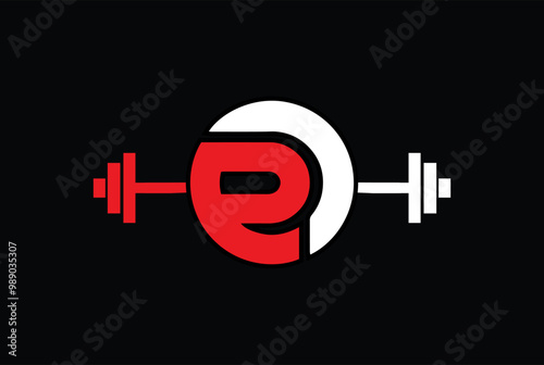 Gym and fitness club logo design template with barbell symbol. ED, EO, DE, OE GYM, fitness logo with barbell.	