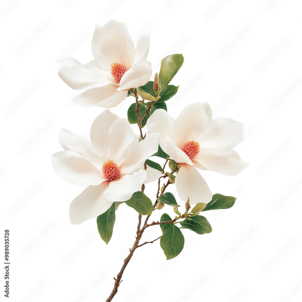 Naklejka premium Elegant Magnolia Flowers on a Branch