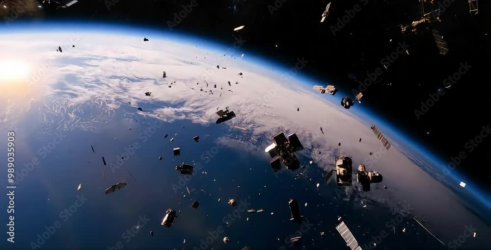 The accumulation of space debris has reached critical levels, forming a massive landmass of junk in orbit. This poses significant risks to satellites and space missions