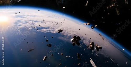 Wallpaper Mural The accumulation of space debris has reached critical levels, forming a massive landmass of junk in orbit. This poses significant risks to satellites and space missions Torontodigital.ca
