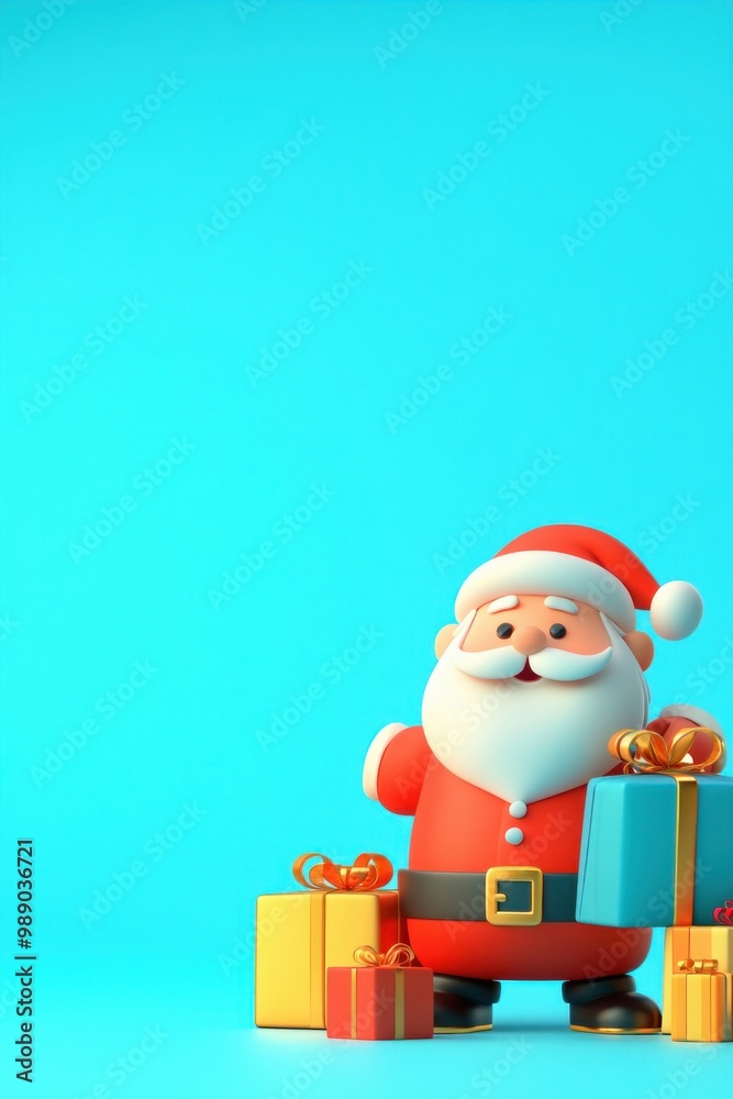 3D Santa Claus Holding Multiple Gifts with a Big Smile 3D Santa Claus Holding Multiple Gifts with a Big Smile