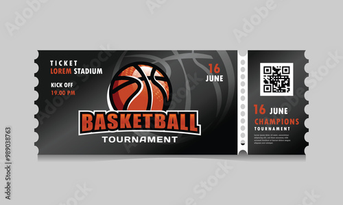 Basketball match entrance ticket paper template design