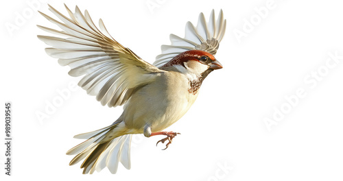 Sparrow flying  isolated Png, transparent without background.