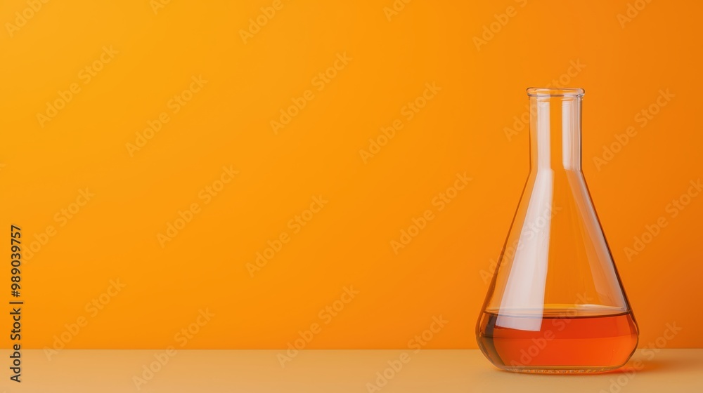 Orange Laboratory Flask on Bright Background Orange Laboratory Flask on Bright Background