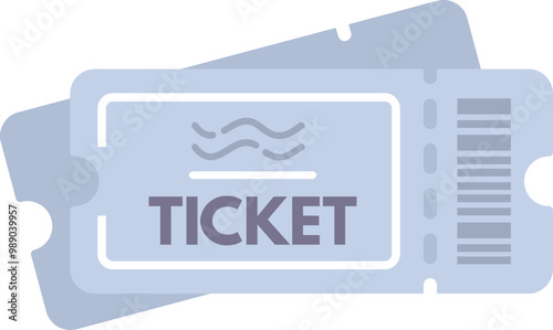 Two blue tickets are lying over each other, featuring a barcode and an abstract wave design