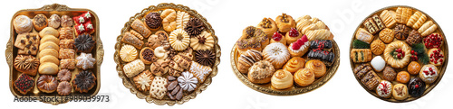 Assorted delicious cookies and pastries arranged beautifully transparent background