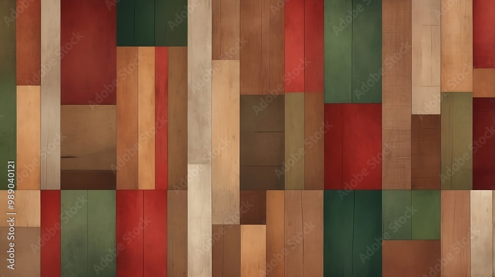 Fototapeta premium Cozy Rustic Art Christmas Background with Warm Plaid Patterns