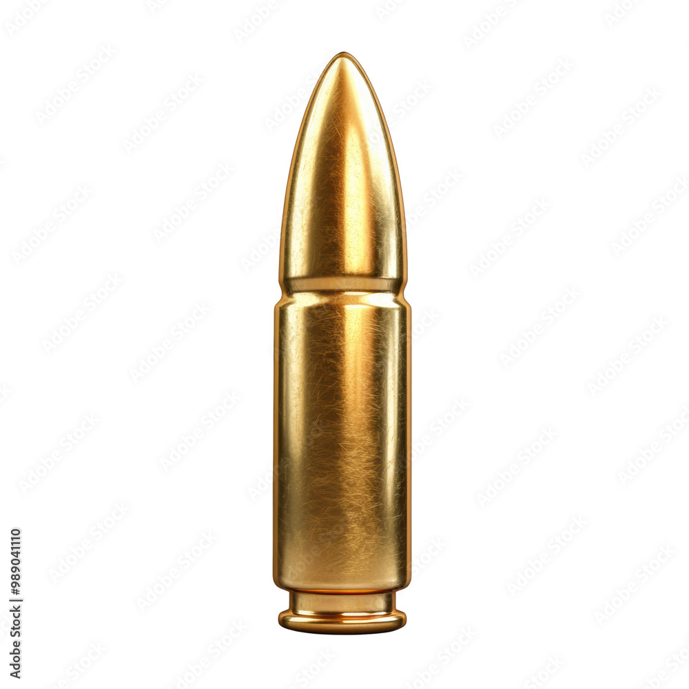 Gold bullet on white isolate background, metallic finish with sharp tip. transparent background Gold bullet on white isolate background, metallic finish with sharp tip. transparent background