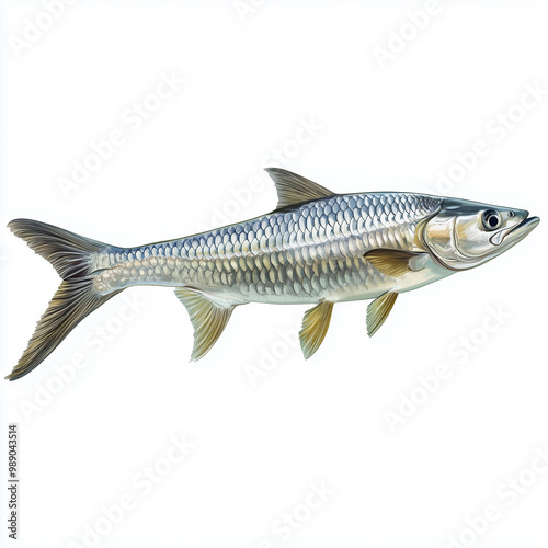 Tarpon fish isolated on a white background, aquatic animal